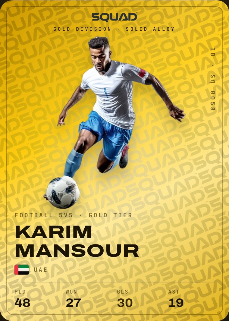 Karim Mansour, gold alloy football card